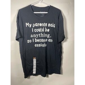 Spencer's Black Graphic T-Shirt My Parents Said Funny Men's‎ Large Grunge